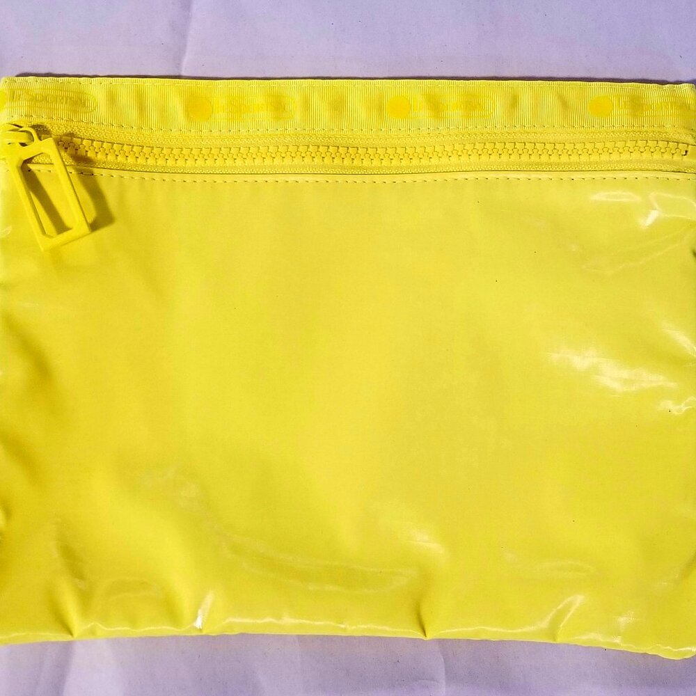 LeSportsac - Bright Shiny Yellow Zippered Pouch - 9" x 7-1/2"  Nylon Coated w/PU